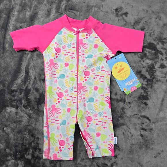 I Play Baby Swim Sunsuit 12 Months UPF 50 Ocean Print - Picture 7 of 7